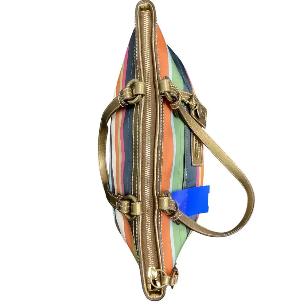 Vintage Coach Bag Women’s One Size Stripes #12421 Fabric And Leather Multicolor